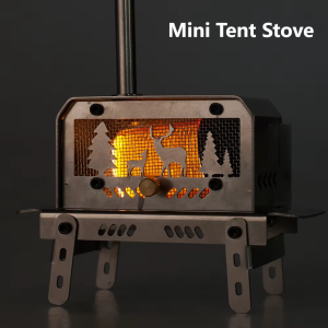 Mini Charcoal Stove Stainless Steel Camping Firewood Stove Rack Desktop Bonfire Stove Incense Burner for Picnic Home Outdoor